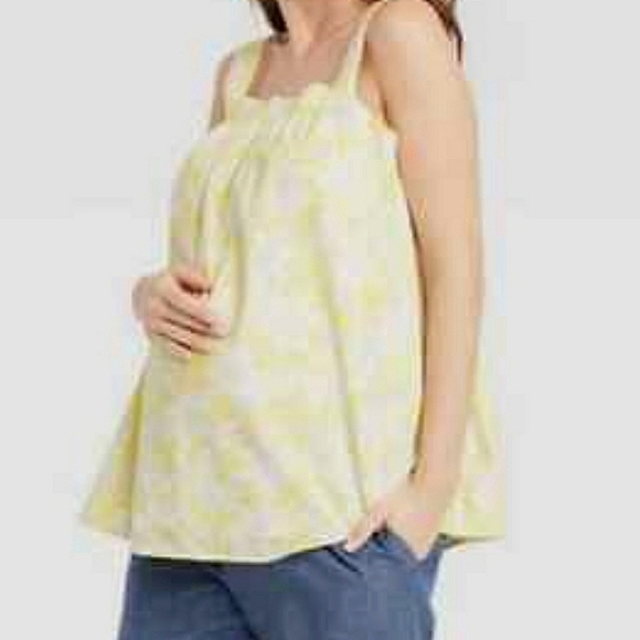 The Nines By Hatch™ Cotton Maternity Tank Top Yellow Floral Size XL - Picture 1 of 11